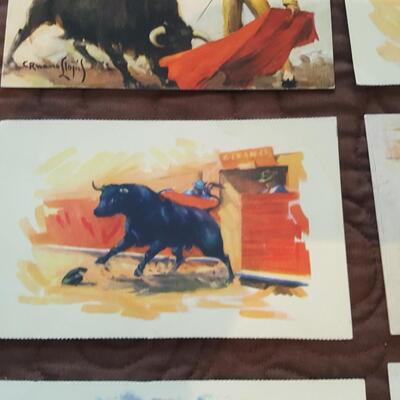 Collection of Mexican Bull Fight Art Postcards