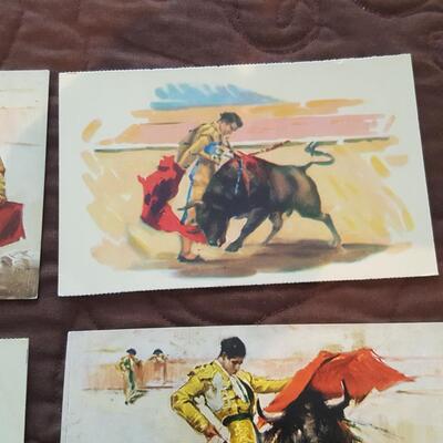 Collection of Mexican Bull Fight Art Postcards