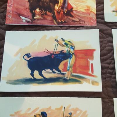 Collection of Mexican Bull Fight Art Postcards