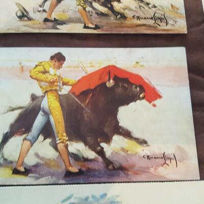 Collection of Mexican Bull Fight Art Postcards