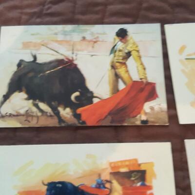 Collection of Mexican Bull Fight Art Postcards
