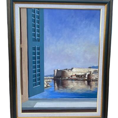 Anthony Kassas' Window View of Kyrenia, Cyprus (Oil on Canvas) 31