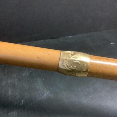 C - 966. Custom Wooden Cane with 14K Gold Band