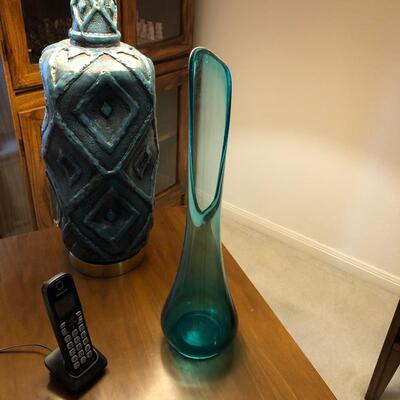 MCM turquoise table lamp