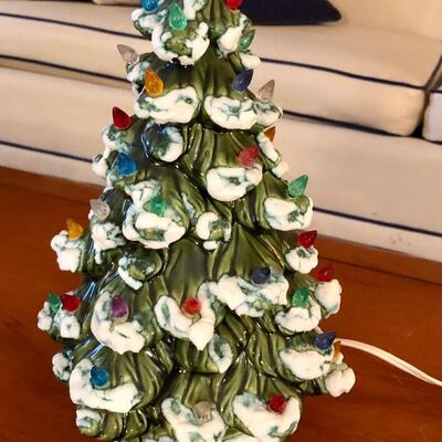 Two piece ceramic Christmas tree vintage signed