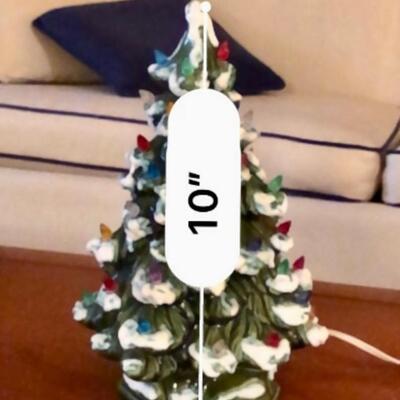 Two piece ceramic Christmas tree vintage signed