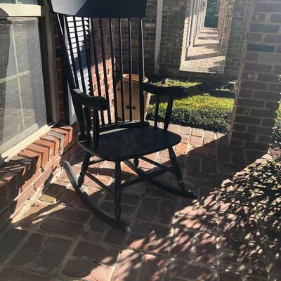 2 outdoor black rocking chairs