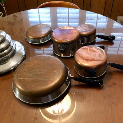 Revere Ware Copper clad pots and pan set