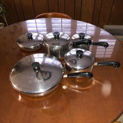 Revere Ware Copper clad pots and pan set