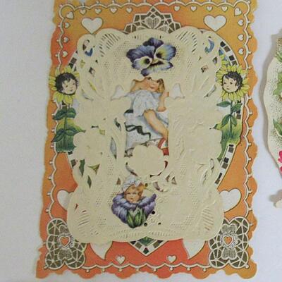 2 Antique Valentines, Whitney Made, USA, Lacy Dimensional