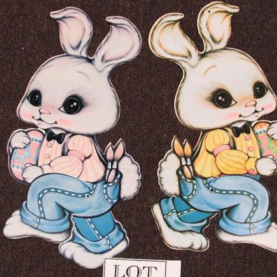 4 Easter Bunny Flats, Movable Legs, Beistle 1981