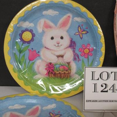 Lot of Easter Items, Unopened Paper Plates, Angel Stand-up, More