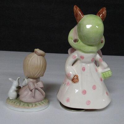 2 Older Lefton Easter, Music Box Works, Figurine