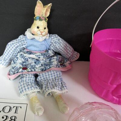 Easter Rabbit Doll, Empire Easter Candy Pail, Egg Candy Container With Rabbit on Front