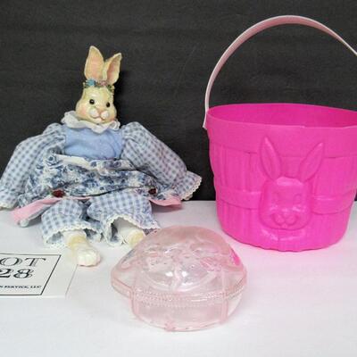 Easter Rabbit Doll, Empire Easter Candy Pail, Egg Candy Container With Rabbit on Front