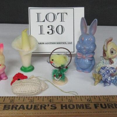 Lot of Misc Vintage Easter Smalls, Gurley Candles, Enesco 1995 Happy Henpicked, More