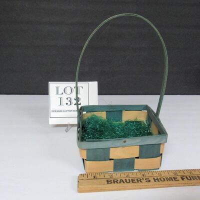 Vintage Wood Easter Basket With Cellophane Grass