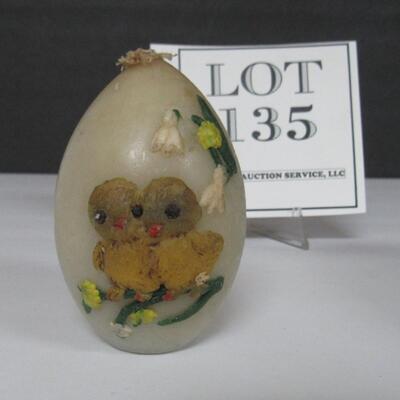 Lot of Old Easter Items, Salem China Bowl, Dimensional Egg Candle, Glass Egg