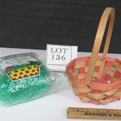 Vintage Wood Easter Basket, Vintage Kmart Easter Grass Unopened Bag