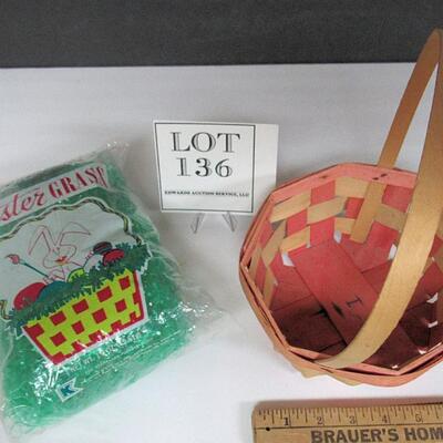 Vintage Wood Easter Basket, Vintage Kmart Easter Grass Unopened Bag