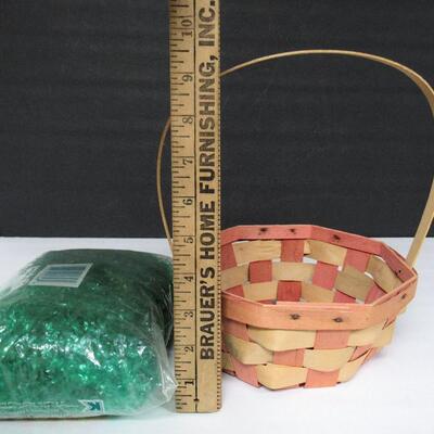 Vintage Wood Easter Basket, Vintage Kmart Easter Grass Unopened Bag