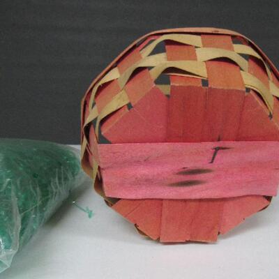 Vintage Wood Easter Basket, Vintage Kmart Easter Grass Unopened Bag