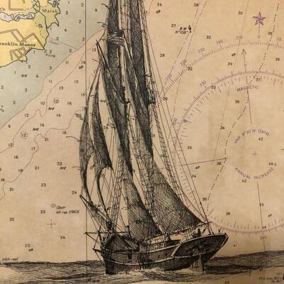 Antique framed Nautical map