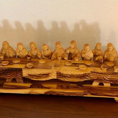 Vintage olive wood hand carved last supper