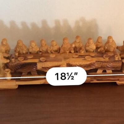 Vintage olive wood hand carved last supper
