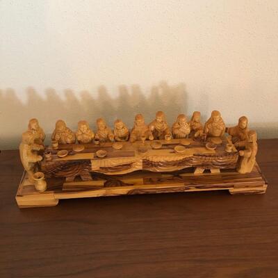 Vintage olive wood hand carved last supper