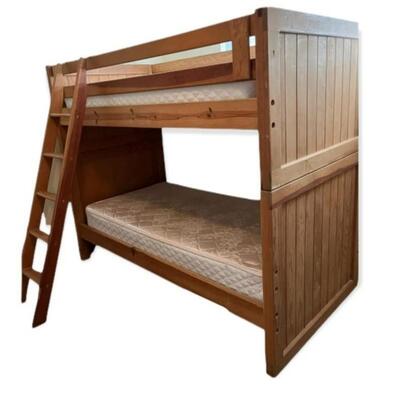 Honey Colored Wooden Convertible Bunk Beds