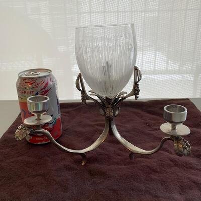 Pewter and Glass Candelabra by Castor Cooper