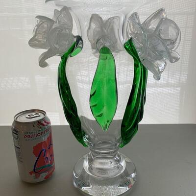 Art Glass Vase with Flowers