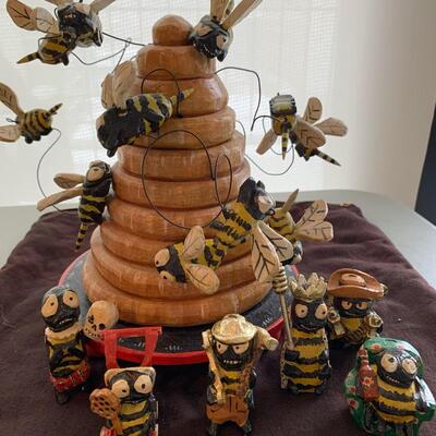 Folk Art Hive and Bees by Caw Roberts