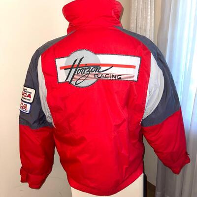Lot 103 Horizon Racing Jacket "Susan" Puffy Patches Zip Front Elastic Waist Large