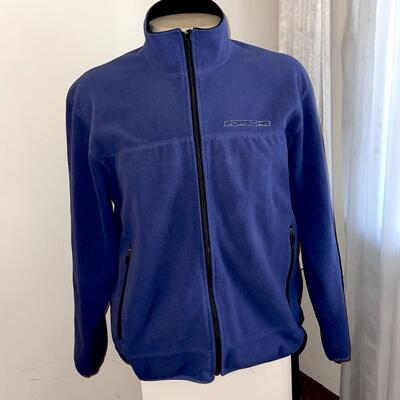 Lot 104 Lands End Blue Fleece Jacket Porsche Zip Pockets Size Large
