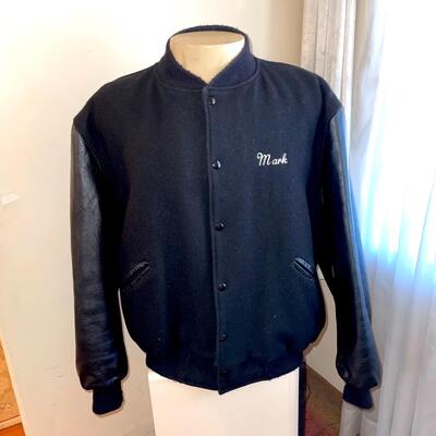 Lot 106 Letterman Style Jacket Leather Sleeves Snap Front Quilted Lining XL