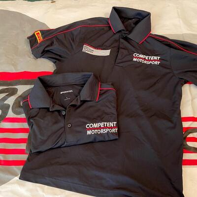 Lot 112 Competent Motor Sports 2 Pit Crew Shirts, Size Large Porsche Pirelli