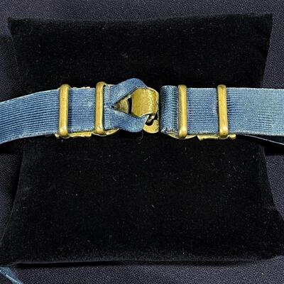 Antique Indigo Blue Mandarin Belt w Cast Bale Buckle