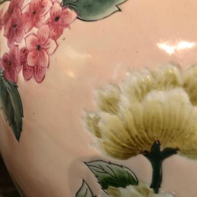 Chinese pot with tall artificial tree