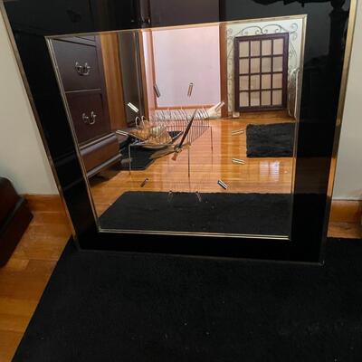 Mirror clock with black frame