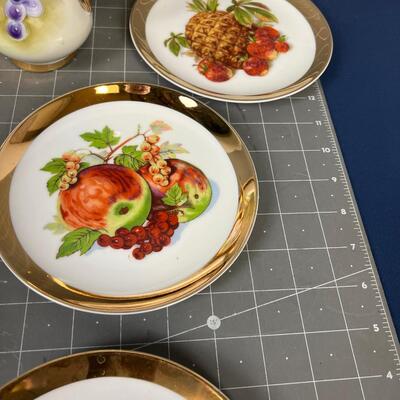 (2) Lovely Ewers Fruit Dessert Set Plus Serving Platter, Pie and 6 Plates