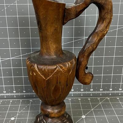 Hand Carved Wood Ewer 