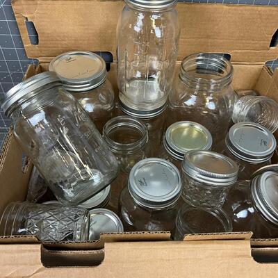 Box Full of Glass Jars for Canning