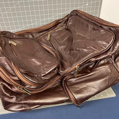 Patch Work Leather Suitcase. Vintage 1980's