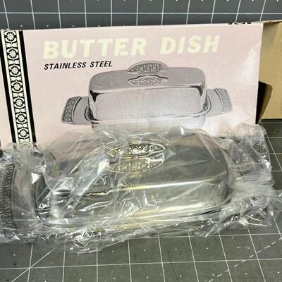 Stainless Steel Butter Dish, New in the package 
