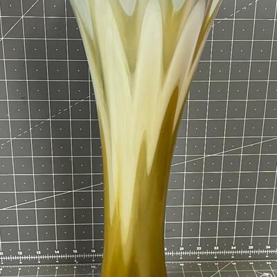 Large Mexican Glass Hand Blown Vase Tan 