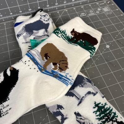 2 New Socks: Bear and Wolf 