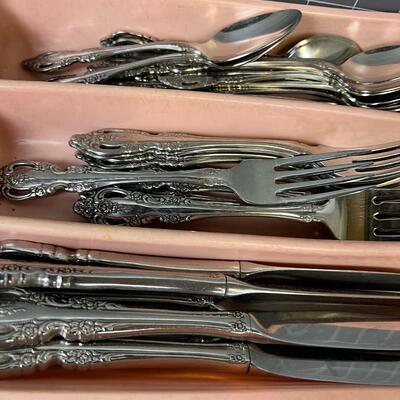 Oneida Stainless Steel Silverware with Servings Pieces 