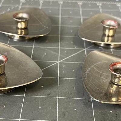 Stainless Steel Lundtofte  Candle Holders Danish Modern set of (4) 